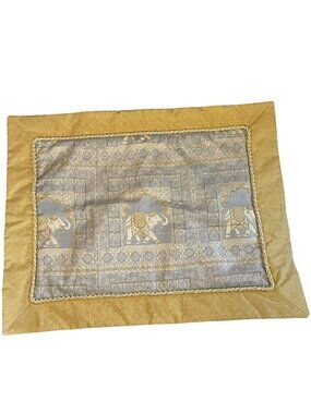 Custom Euro Sham 26x33 Gold Jacquard Elephant Tapestry Cord Trim 2 Pillow Covers